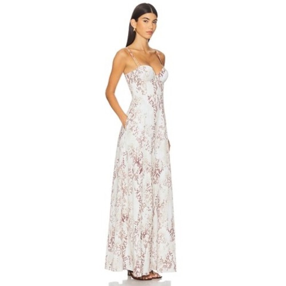 NWT L'Agence Sutton Beaded Strap Maxi Dress in Light Sage Multi Desert Snake - 0 - Picture 5 of 16